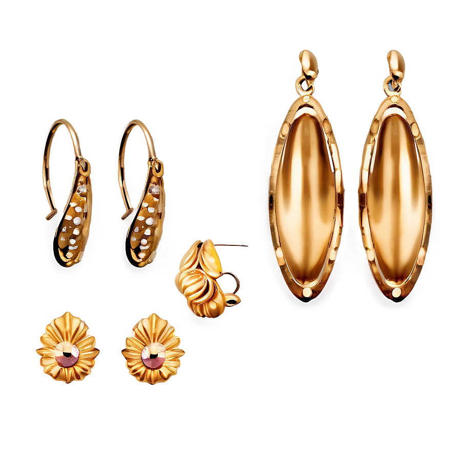 Gold Earring Set Png 2 PNG image