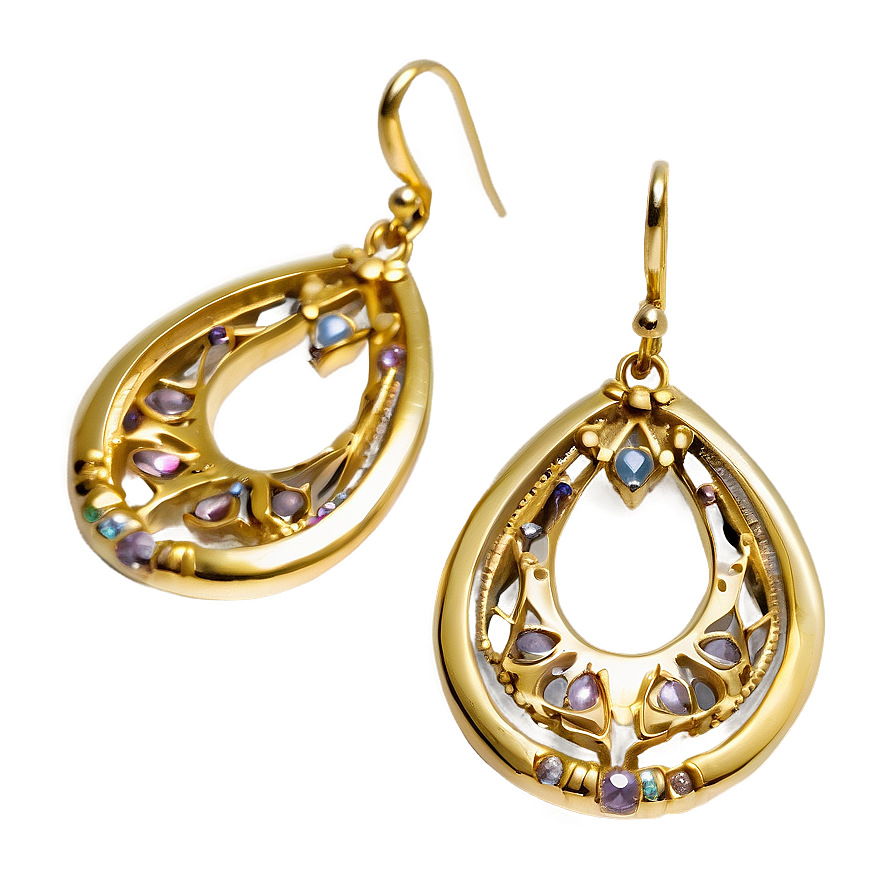 Gold Earrings D PNG image