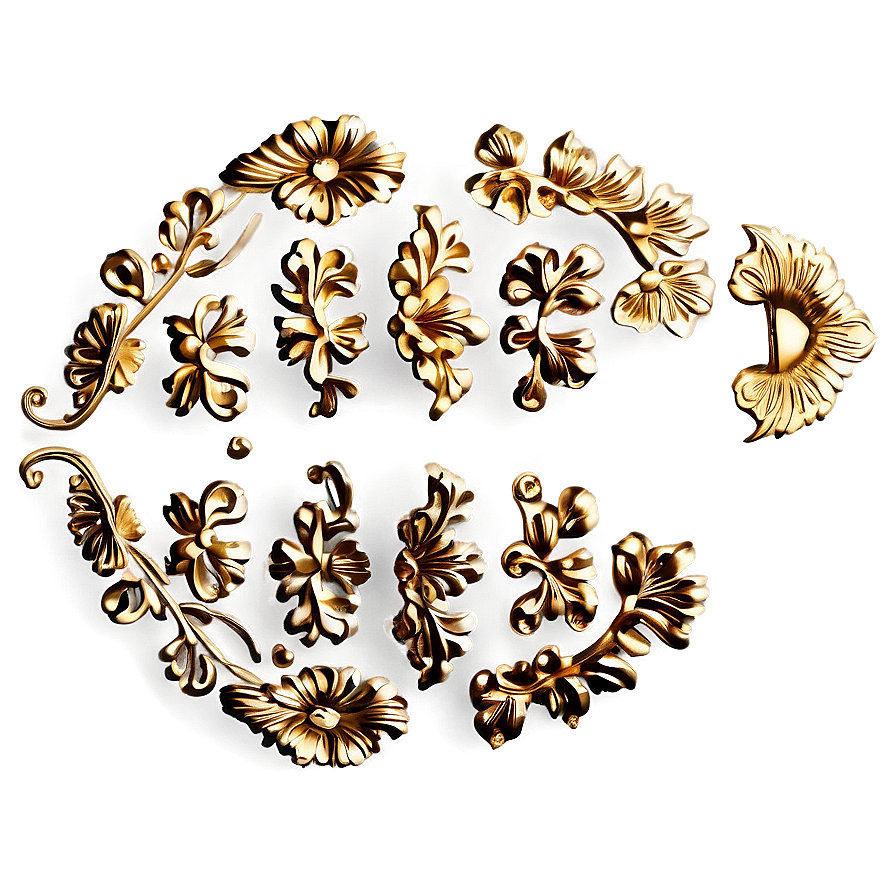 Gold Floral Motifs Png 06262024 PNG image