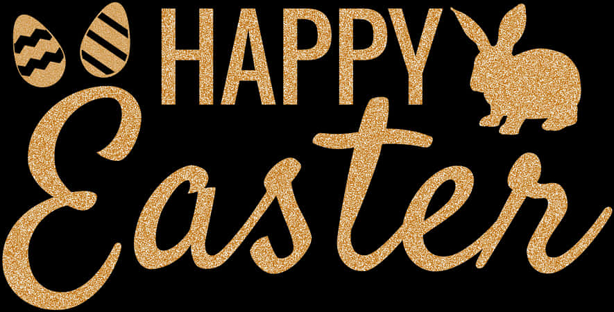 Gold Glitter Happy Easter Graphic PNG image