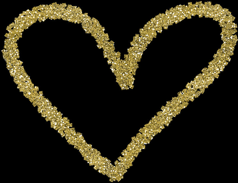 Gold Glitter Heart Outline PNG image