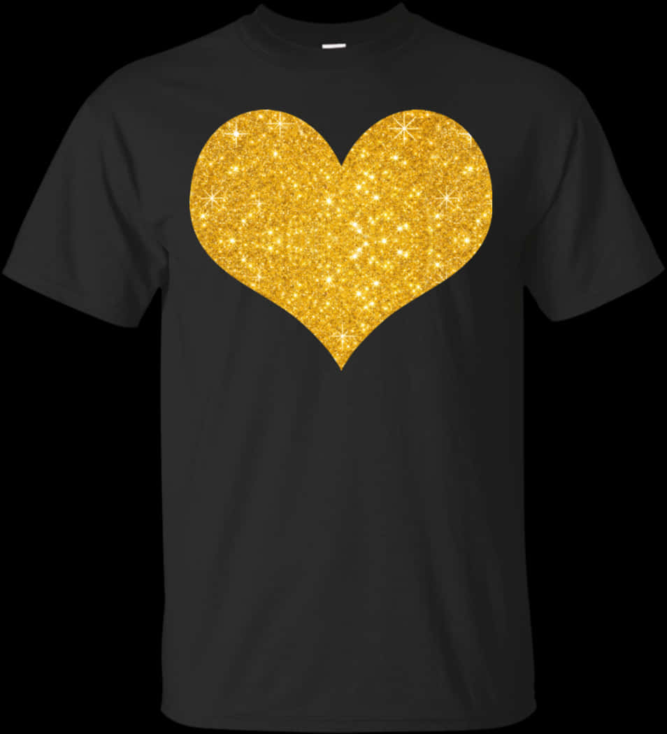 Gold Glitter Heart T Shirt Design PNG image