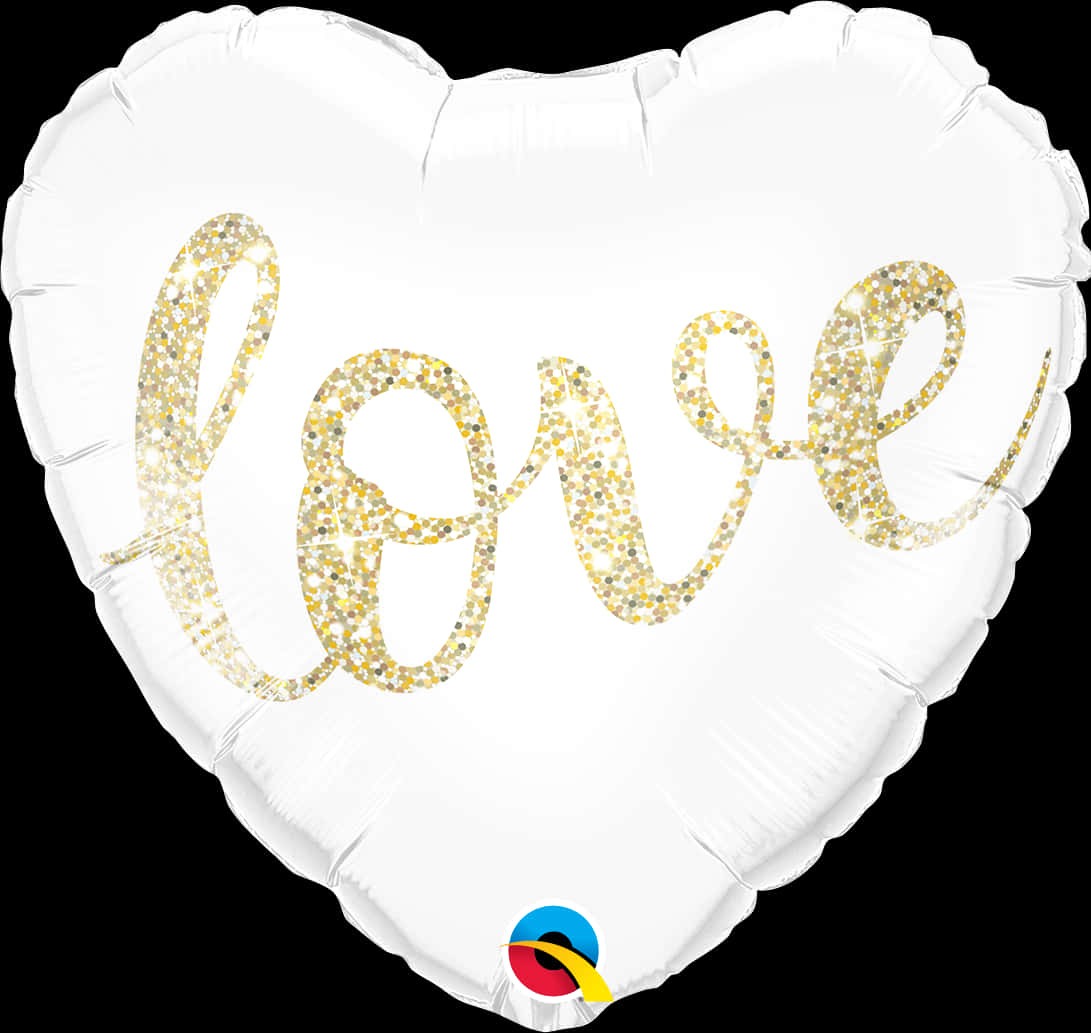 Gold Glitter Love Heart Balloon PNG image