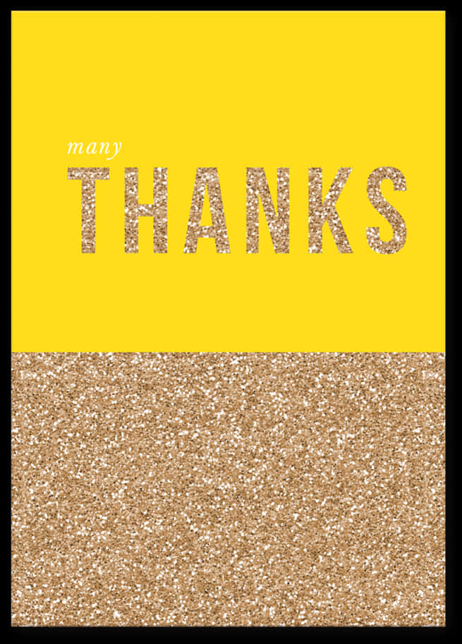 Gold Glitter Thanks Card PNG image