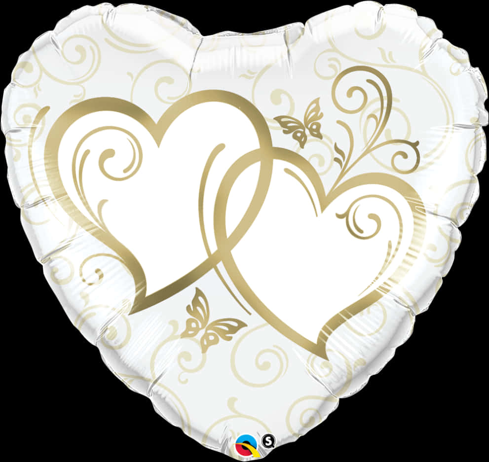 Gold Heart Balloon Design PNG image