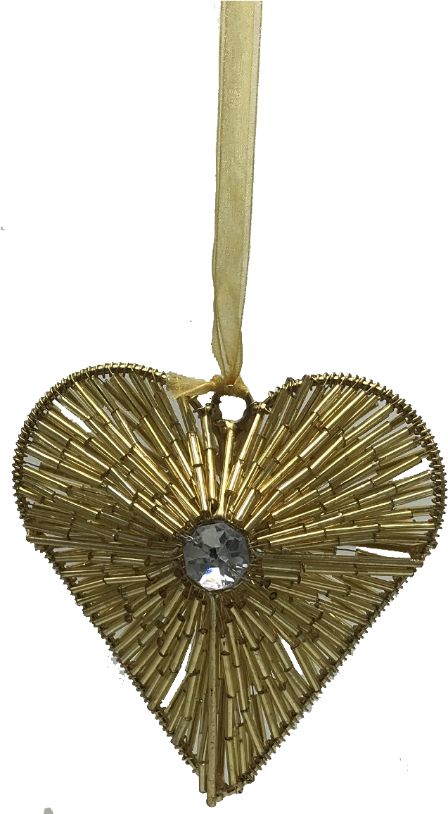 Gold Heart Ornamentwith Crystal Center PNG image