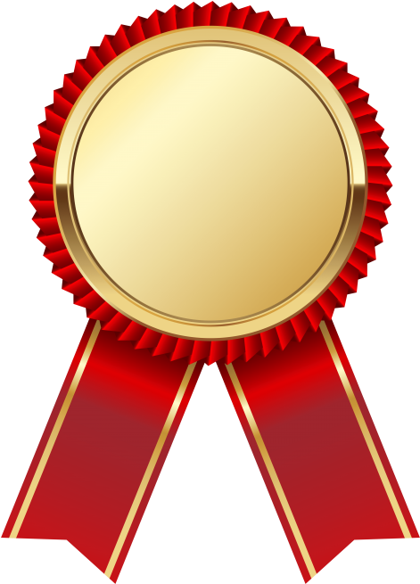 Gold Medalwith Red Ribbon PNG image