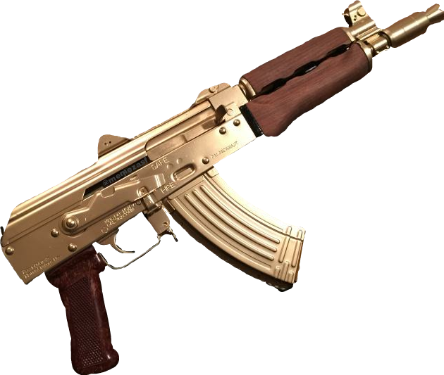 Gold Plated A K47 Rifle PNG image