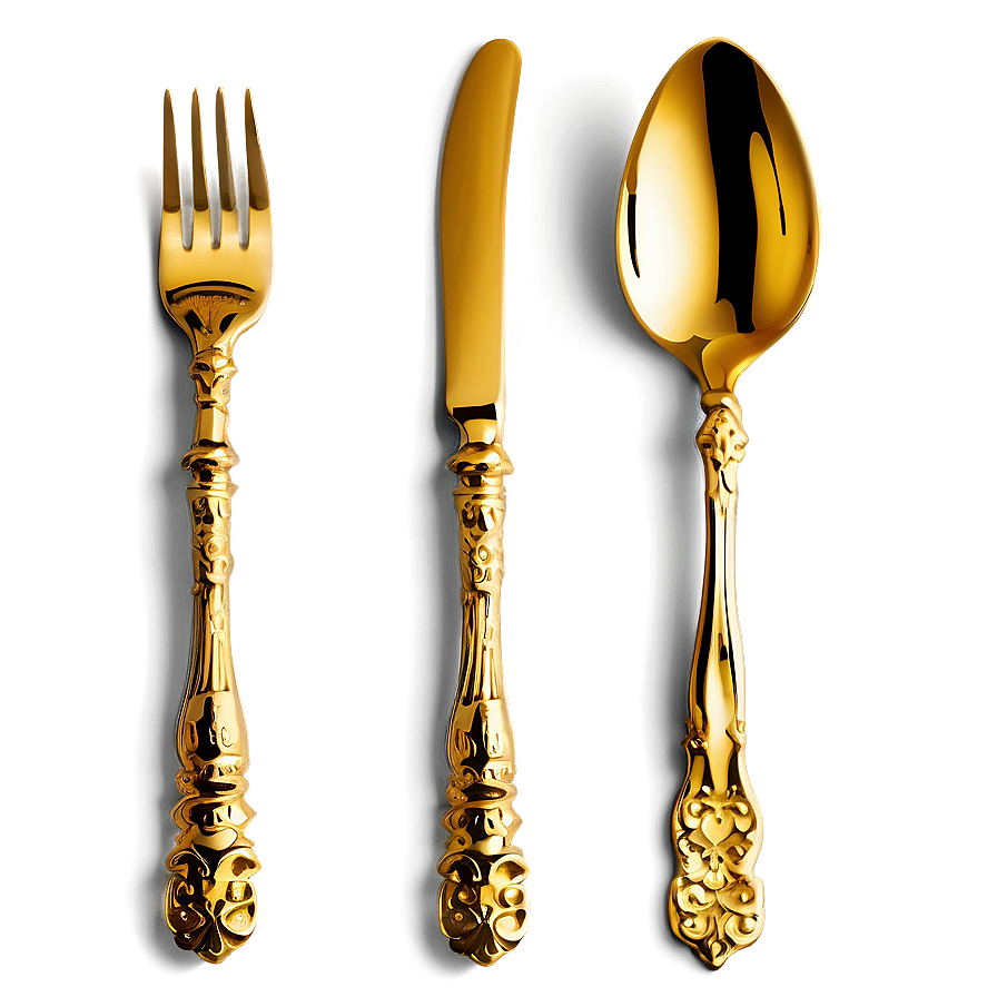 Gold Plated Cutlery Png Uew PNG image