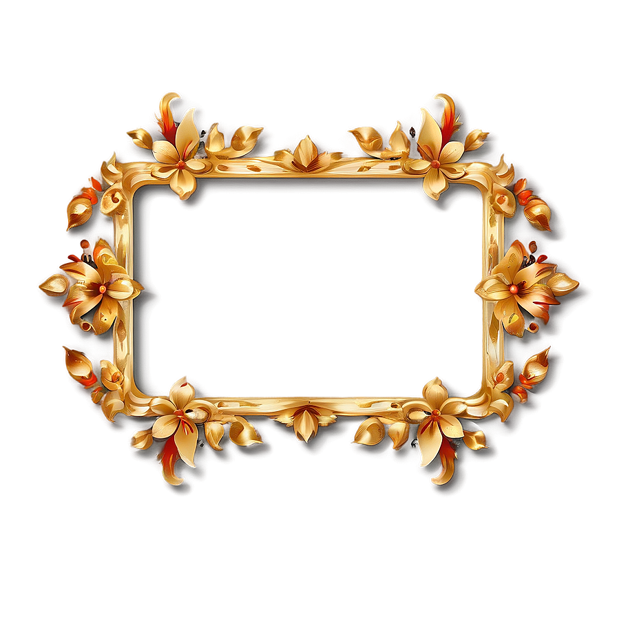 Gold Rectangle With Floral Png Rkp PNG image