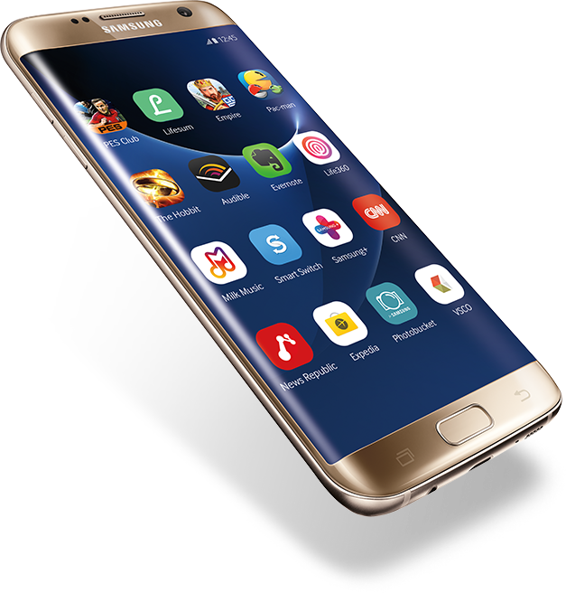 Gold Samsung Smartphone Display Apps PNG image