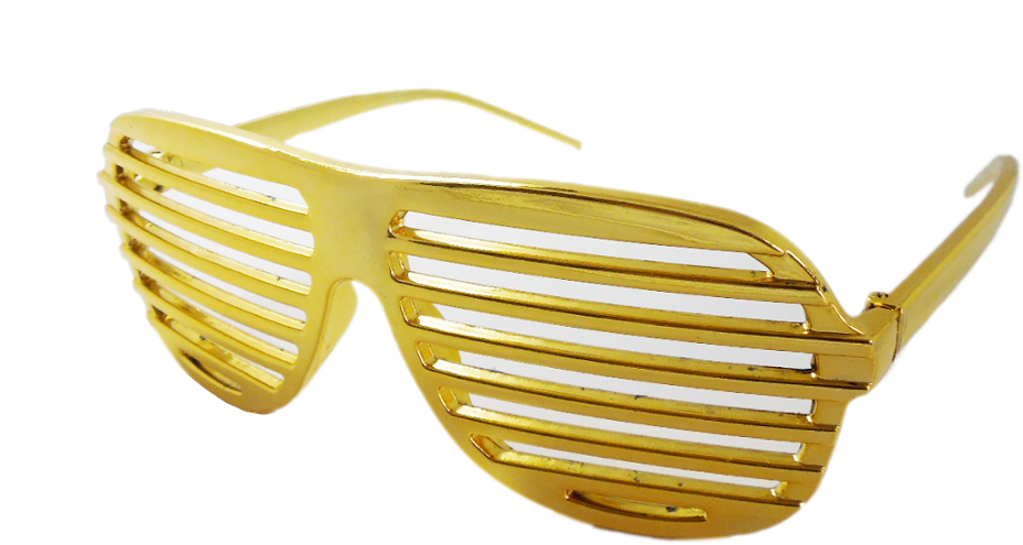 Gold Slatted Funky Sunglasses PNG image