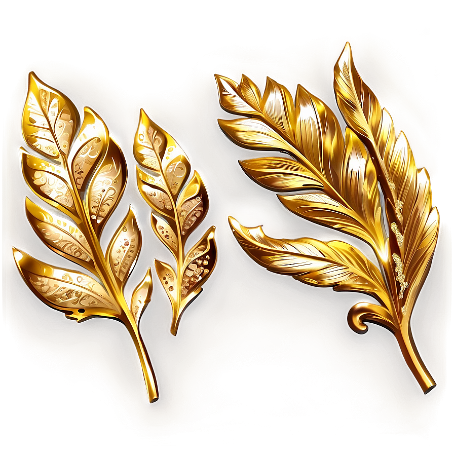 Gold Sparkle Leaves Png 06122024 PNG image