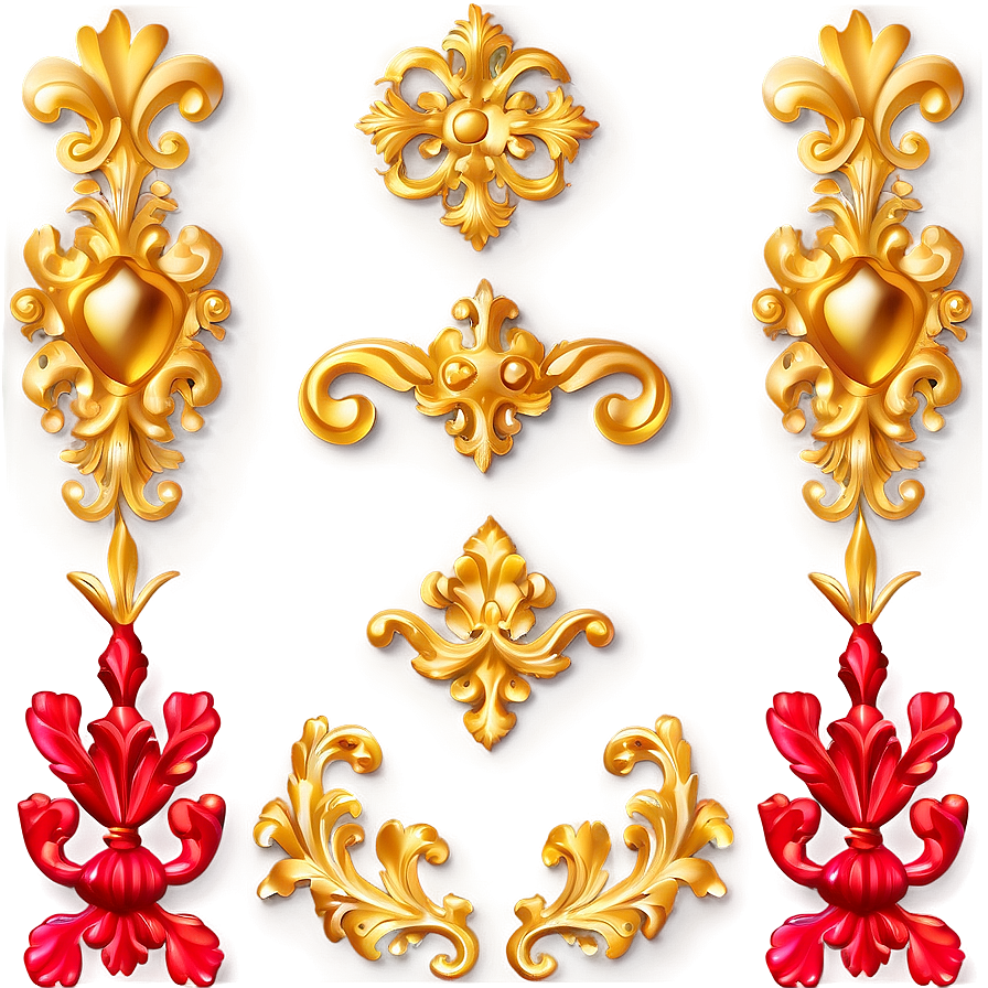 Gold Square With Baroque Details Png 34 PNG image