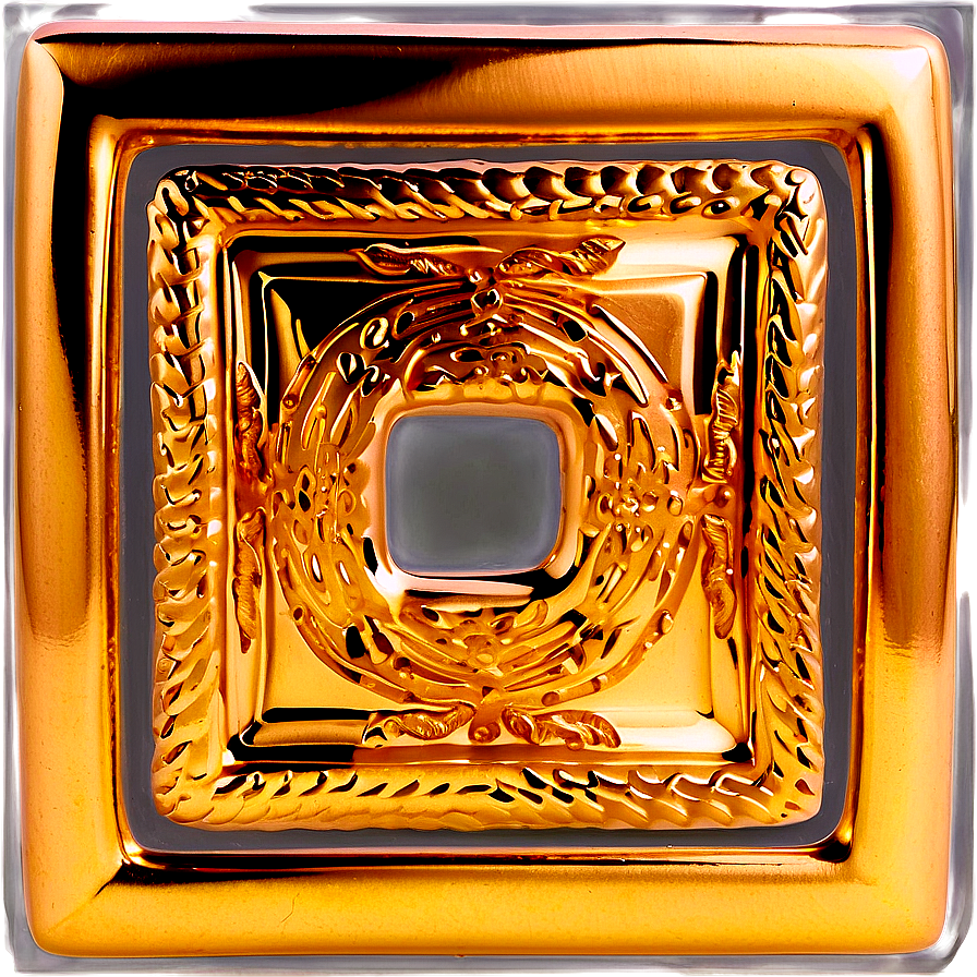 Gold Square With Engraved Pattern Png 06272024 PNG image