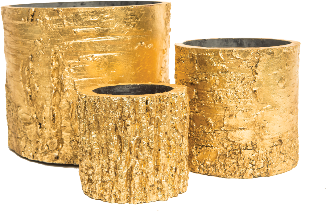 Gold Textured Planters Set PNG image