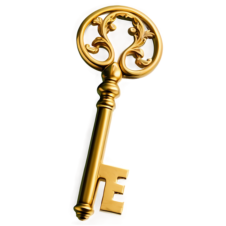 Gold Vintage Key Png 05032024 PNG image