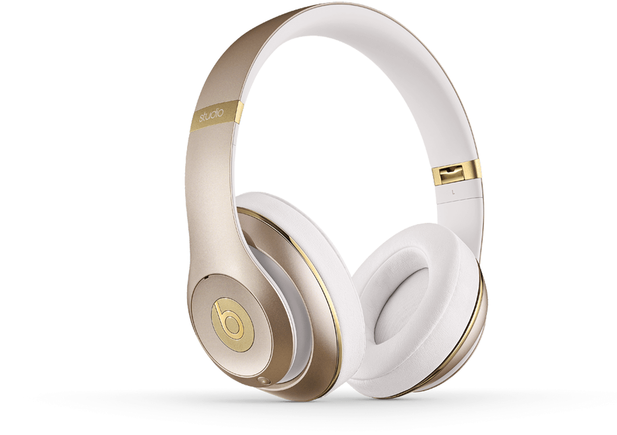 Goldand White Over Ear Headphones PNG image