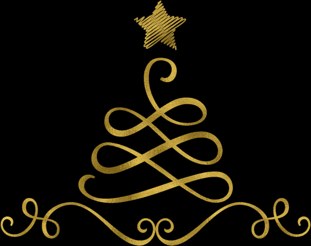 Golden Abstract Christmas Tree Design PNG image