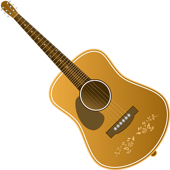 Golden Acoustic Guitar Illustration PNG image