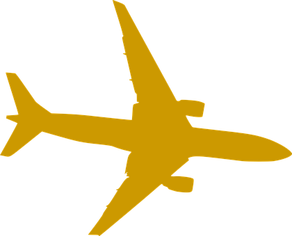 Golden Airplane Silhouette PNG image