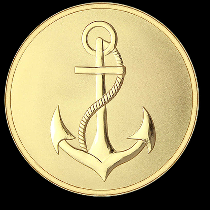 Golden Anchor Coin PNG image