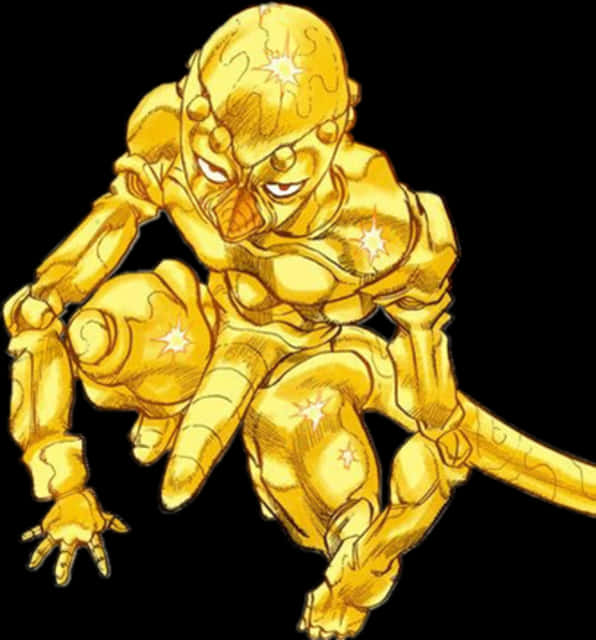 Golden_ Anime_ Superhero_ Crouching PNG image