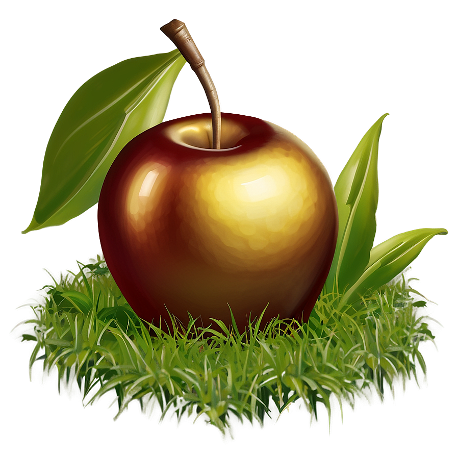 Golden Apple In Grass Png 91 PNG image