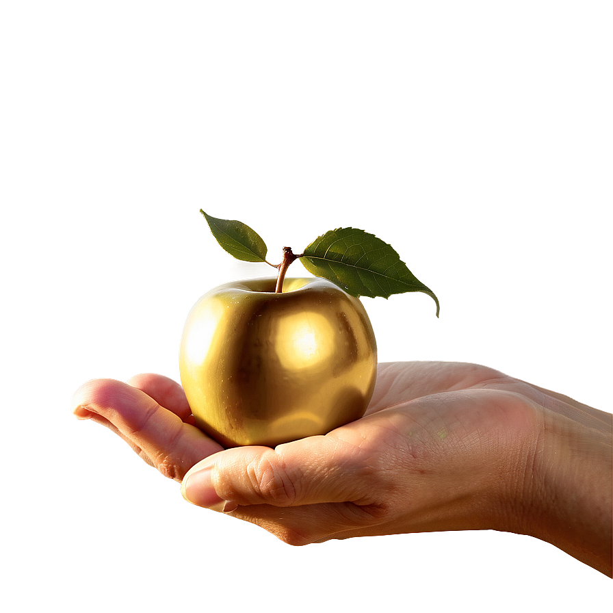 Golden Apple In Hand Png 91 PNG image