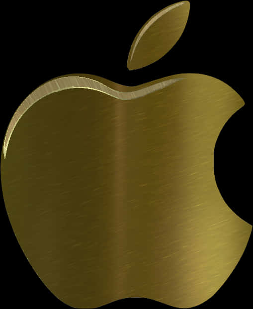 Golden Apple Logo Brushed Metal Texture PNG image
