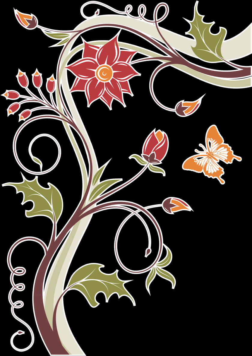 Golden Arabesque Floral Design PNG image