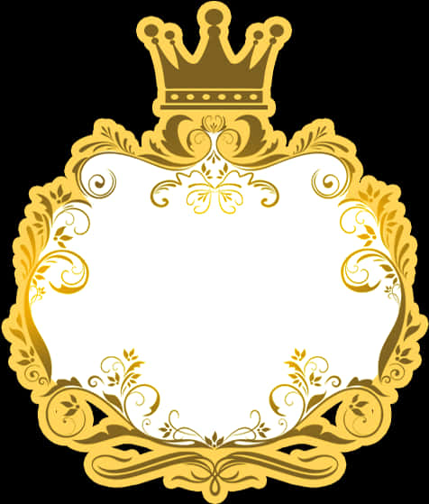 Golden Arabesque Framewith Crown PNG image