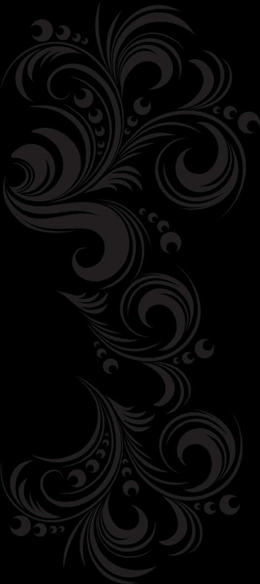 Golden Arabesque Patternon Black PNG image