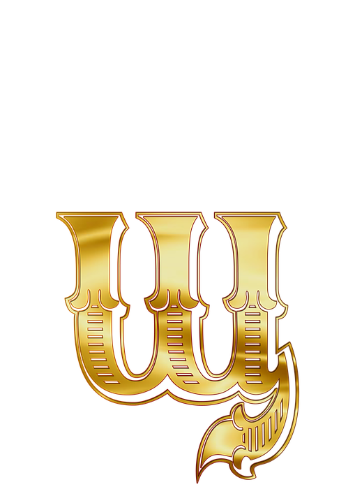 Golden Arabic Calligraphy_ W A W PNG image