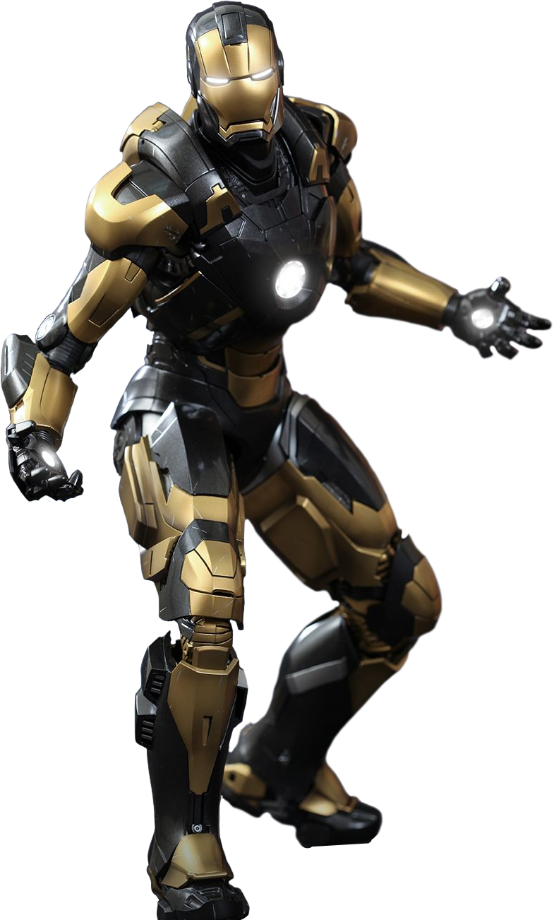 Golden Armored Hero Pose PNG image