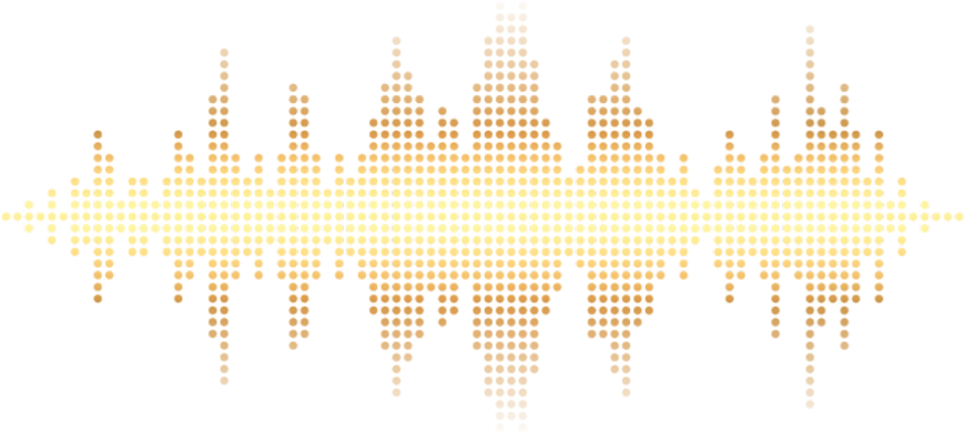 Golden Audio Spectrum Visualization PNG image