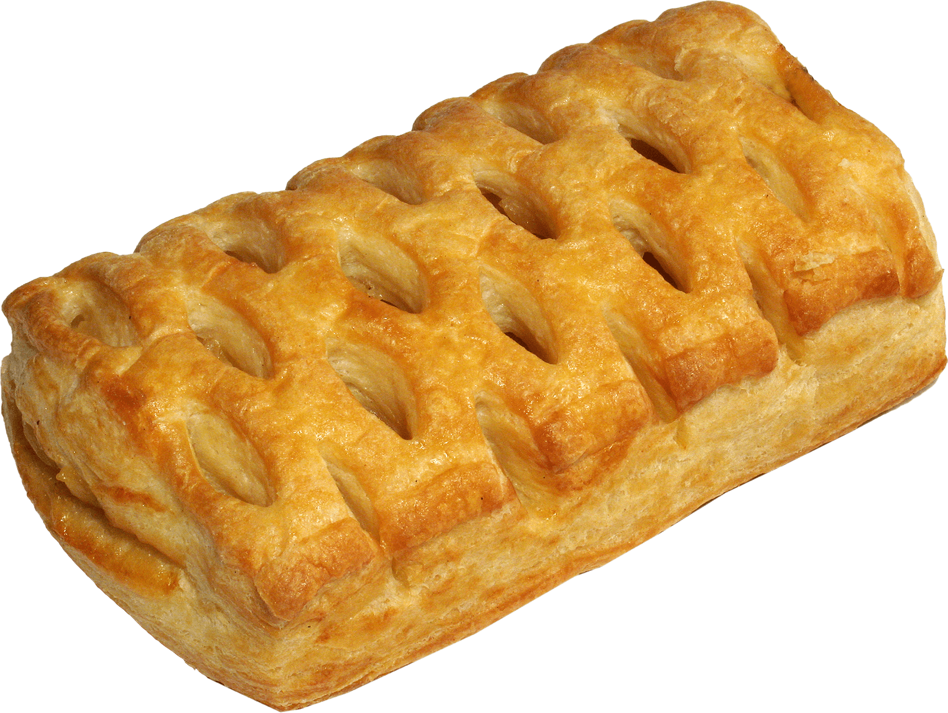 Golden Baked Lattice Pastry Bun PNG image