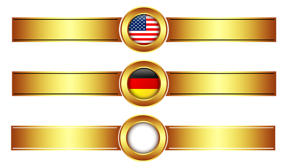 Golden Bannerswith Flags PNG image
