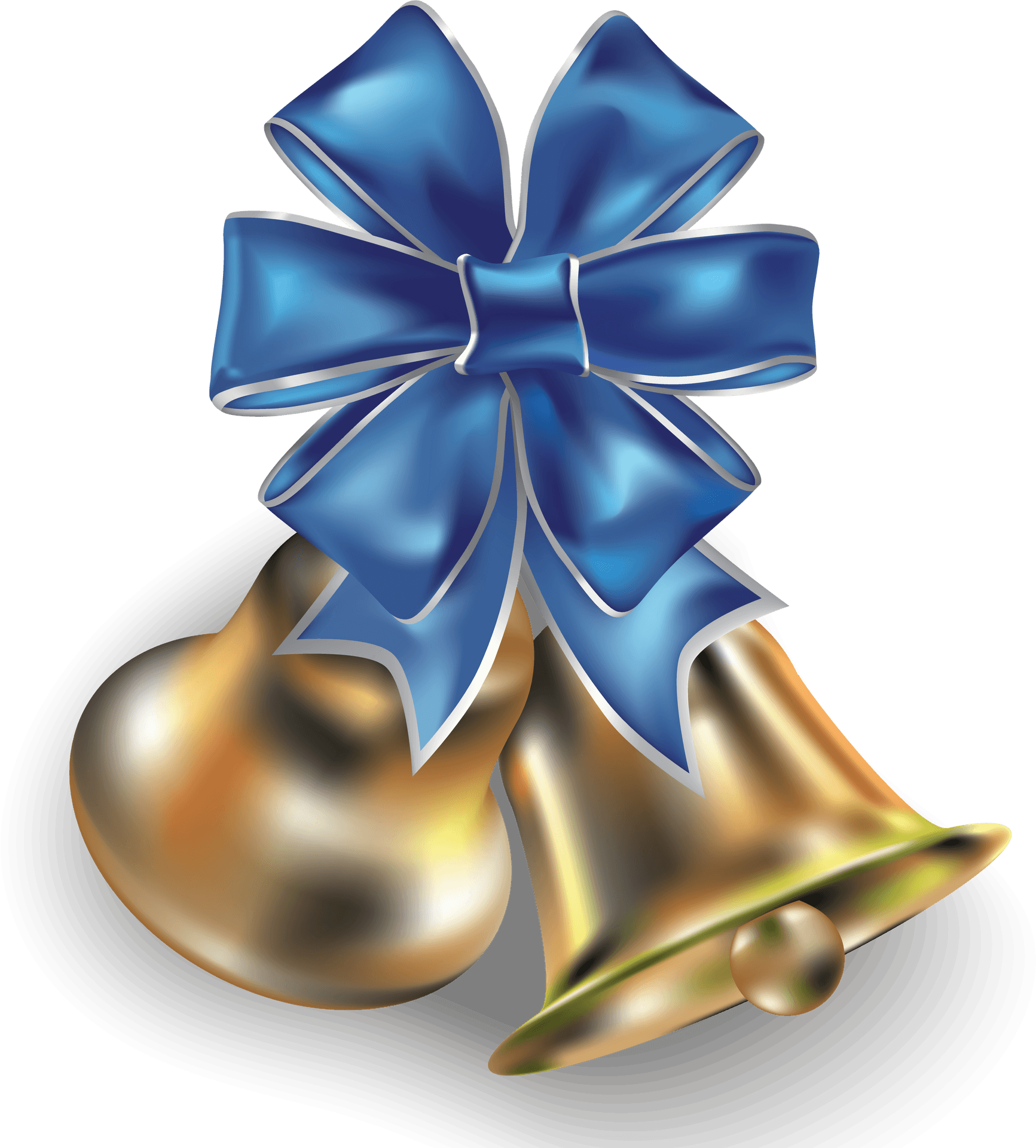 Golden Bellswith Blue Ribbon PNG image