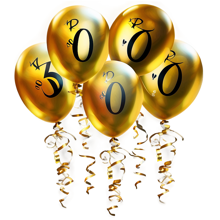 Golden Birthday Balloons Png Vsy23 PNG image