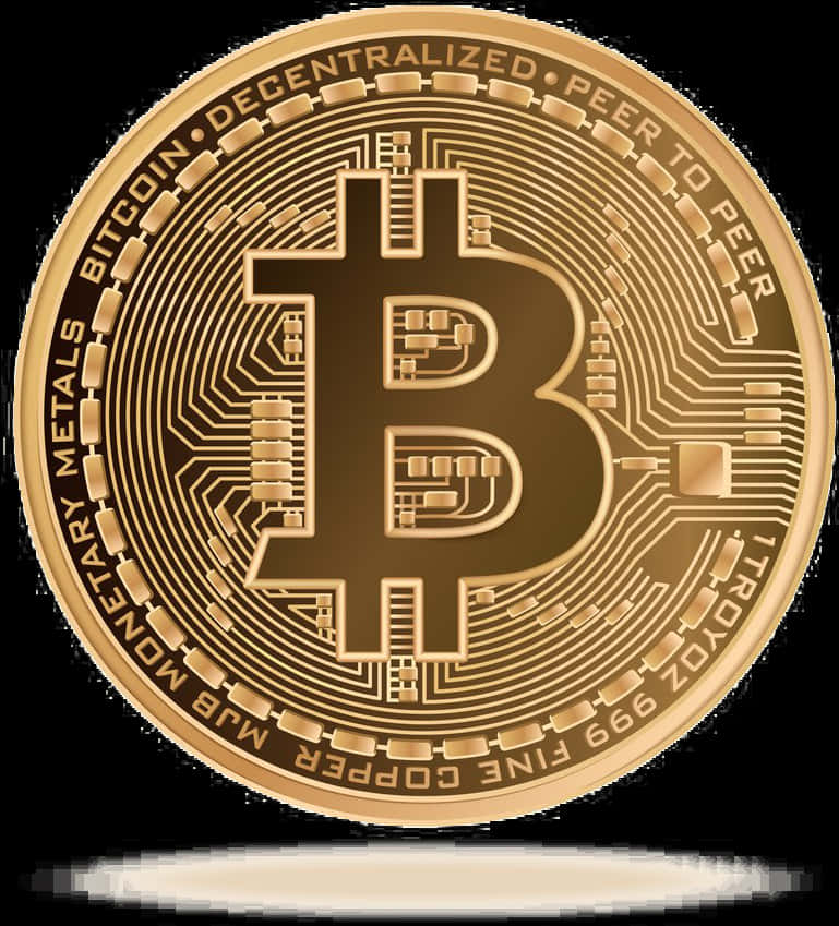 Golden Bitcoin Coin PNG image