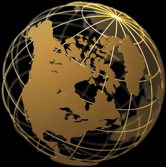 Golden Black Abstract Globe PNG image