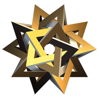 Golden Black Geometric Fractal Art PNG image