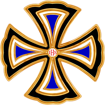 Golden Blue Cross Design PNG image