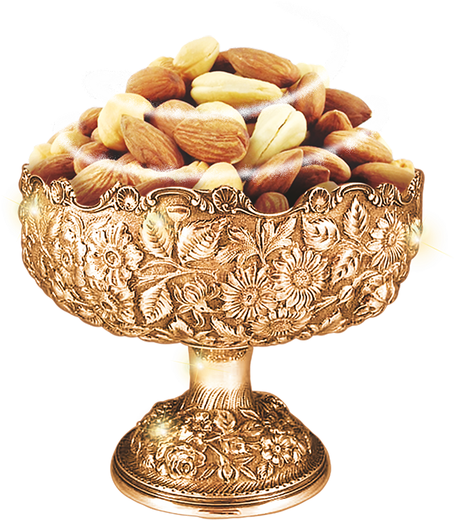 Golden Bowl Almonds PNG image