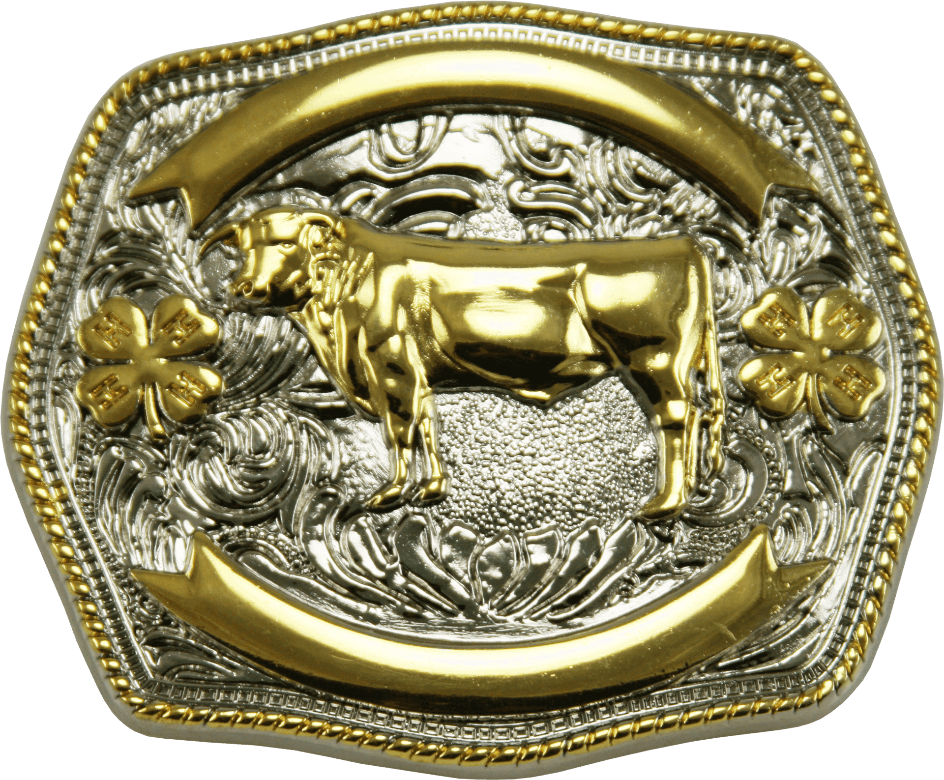 Golden Bull Western Belt Buckle PNG image