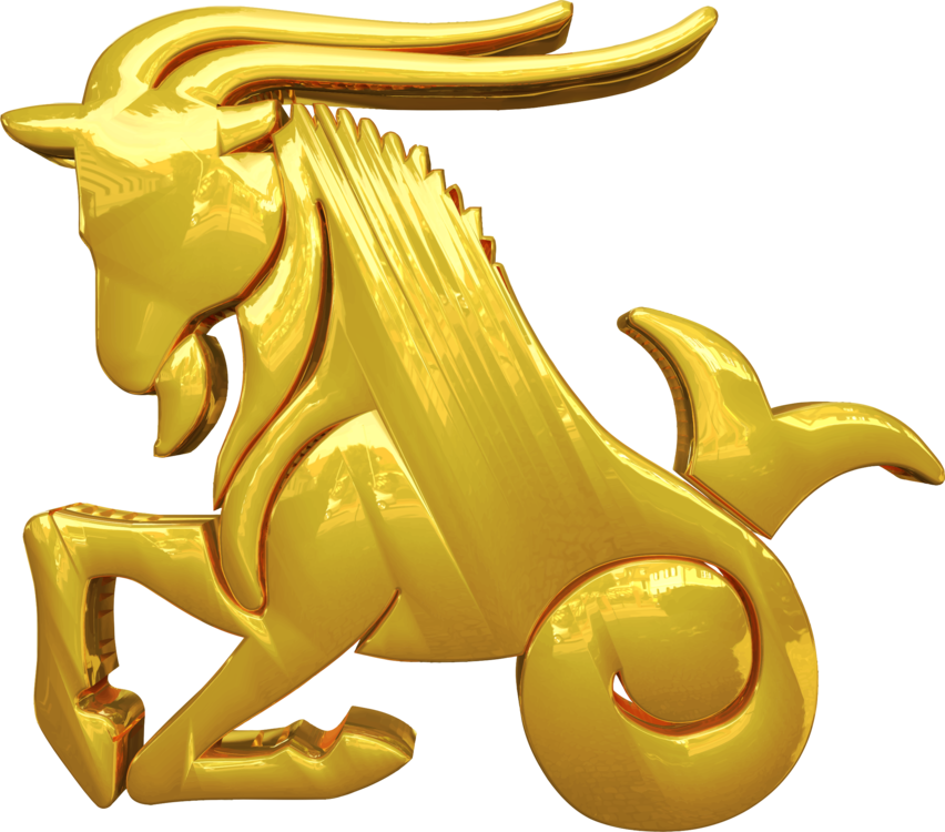 Golden Capricorn Sculpture PNG image