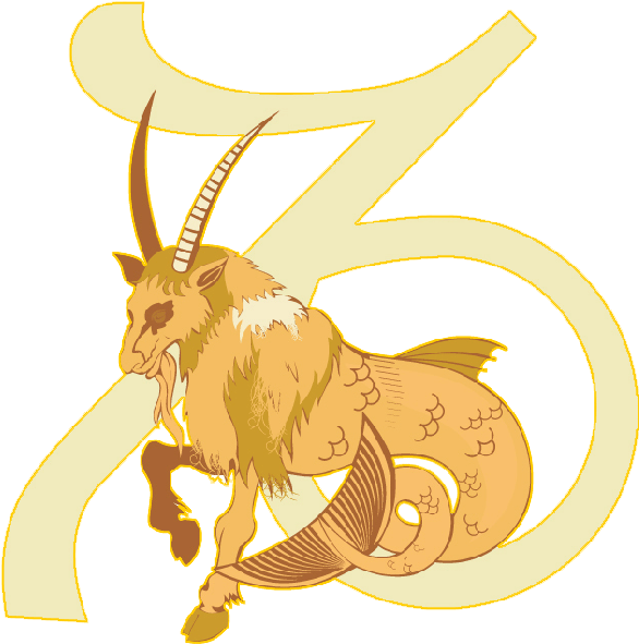 Golden Capricorn Zodiac Symbol PNG image