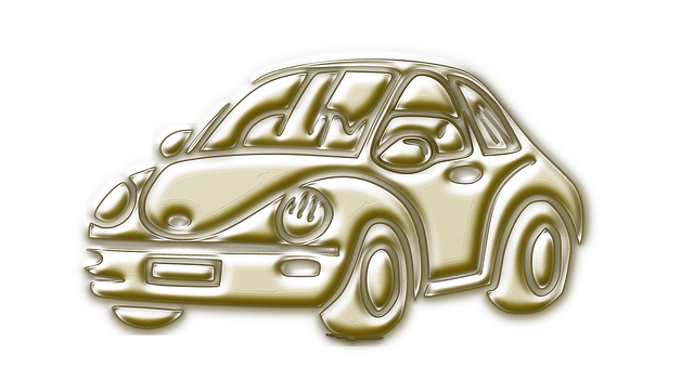 Golden Car Illustration PNG image