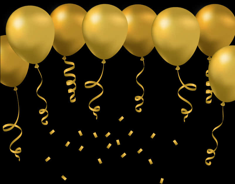 Golden Celebration Balloons PNG image